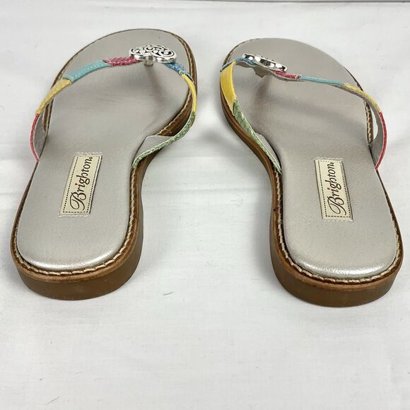 Brighton Orla Leather Sandals Size 6.5 Heart Flip Flops Thong Slip On Resort - Picture 6 of 6